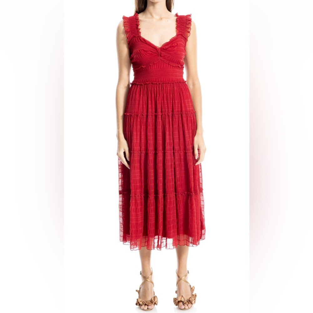 RED Garnet ONLY AVAILABLE-Elegant Lace Lined Garnet Maxi Dress